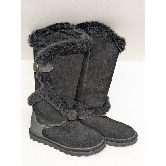 Bearpaw Sheilah 2139W Womens Size 7 Black Suede Slip On Casual Dress Boots - Picture 1 of 10